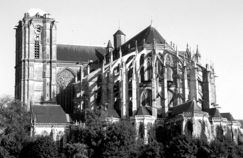 Le Vieux Mans - Cathédrale Saint Julien (noir et blanc)